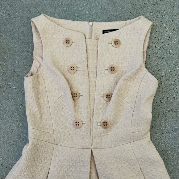 NWT Karen Millen Womens Fit & Flare Sleeveless Double Breasted Dress Pale Pink 4 - Picture 2 of 10